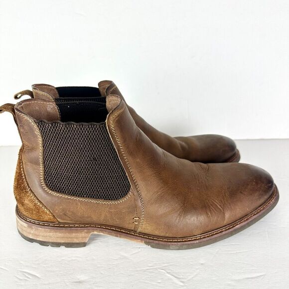 Florsheim Chalet Plain Toe Gore Chelsea Boot Size 11.5 Brown Leather - Picture 2 of 8